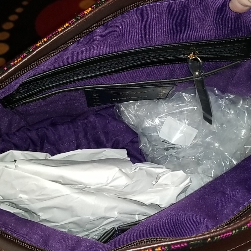 SHARIF 💜 WOW Melange Needlepoint Hobo Boho Bag (Brown) purse💜 - Picture 14 of 16